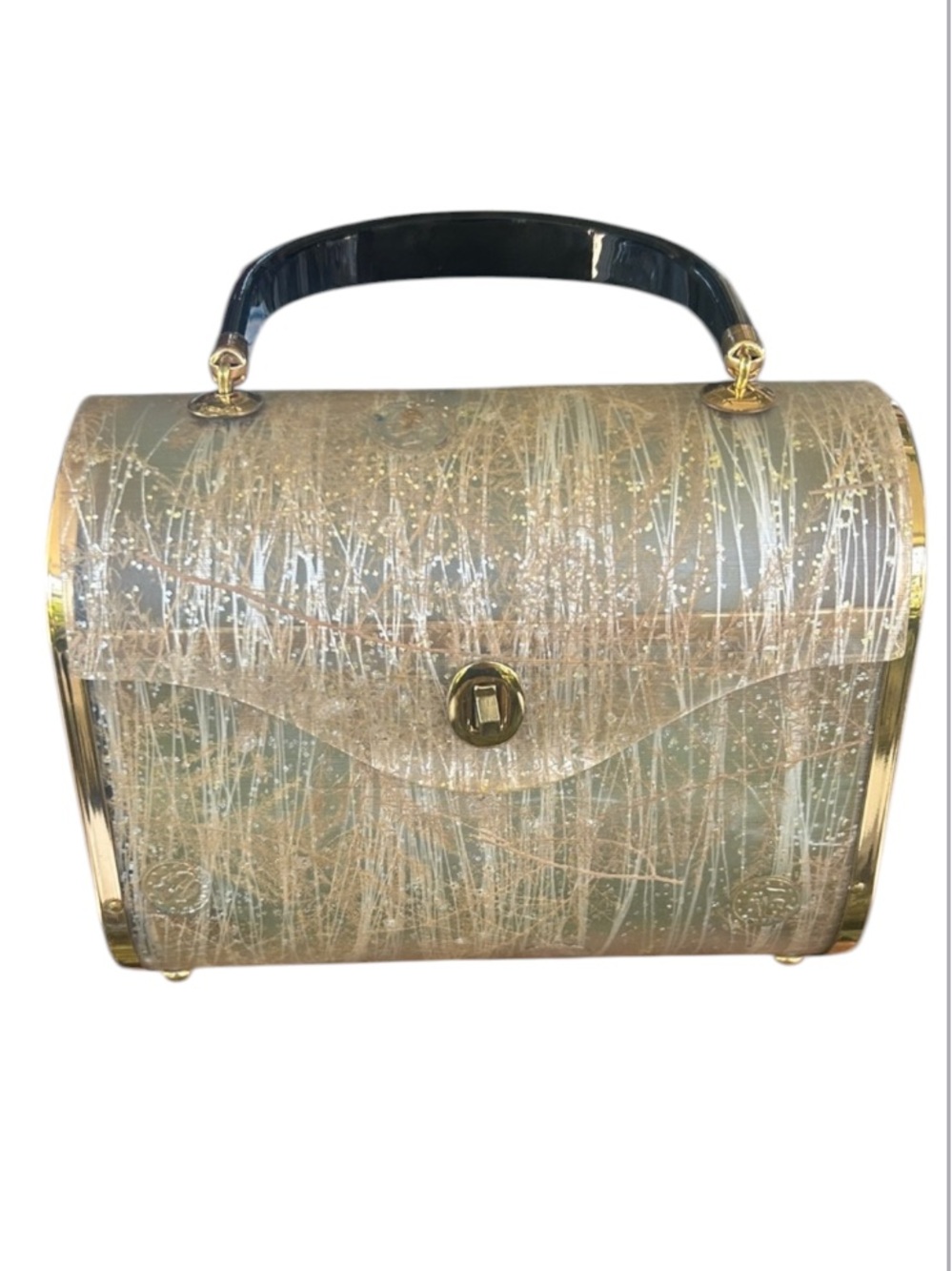 Vintage 1950s Majestic CAPIZ SHELL Confetti Lucite Purse